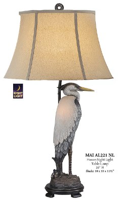 33" Heron Night Light Table Lamp