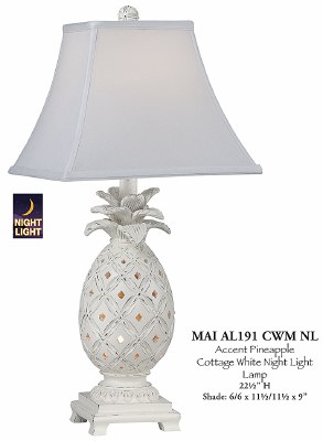 23" Mini Cottage White Pineapple Night Light Lamp