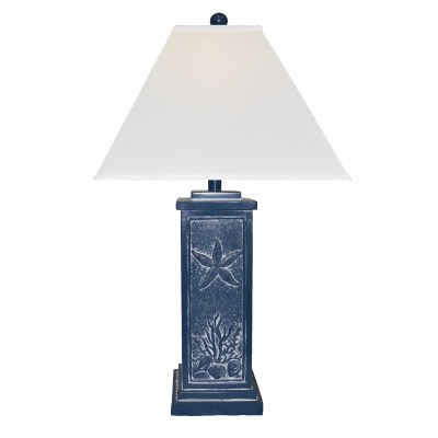 31" Navy Blue Square Column Shell Lamp