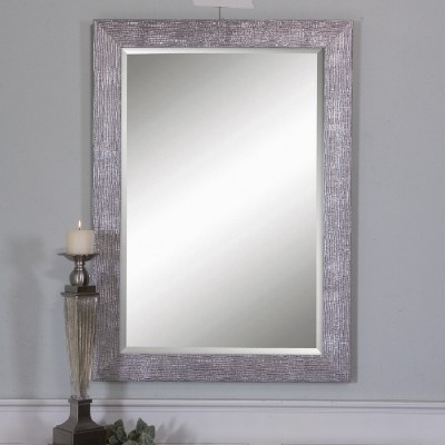 42" x 30" Silver Textured Mirror