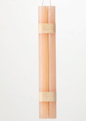 12" Pair of Pink Sand Timber Taper Candles