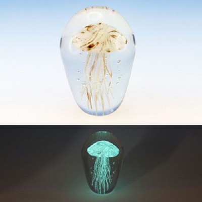 5" Glittering Glow in the Dark Glass Jellyfish