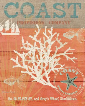 24" x 18" Coral and White Coast Coral Canvas