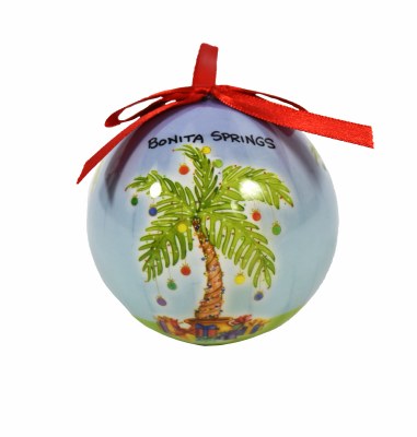 3" Bonita Springs Holiday Palm Ball Ornament