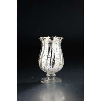 9" Silver Gold Swirl Glass Hurricane