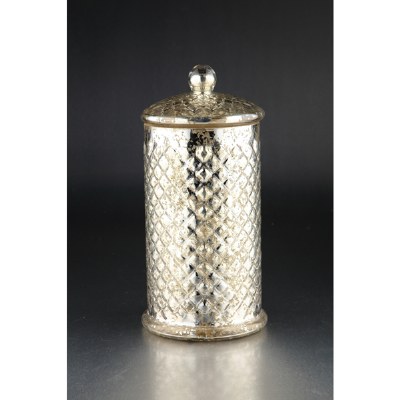 14" Silver Gold Round Glass Jar