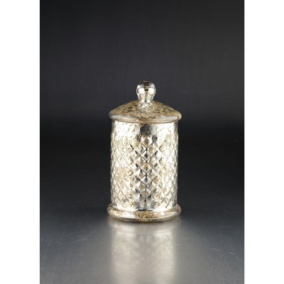 10" Silver Gold Round Glass Jar