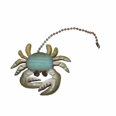 6" Blue Wood Crab Pull Chain