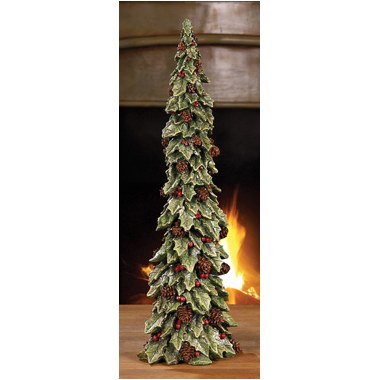 19" Large Green Holly Tree Sculpture