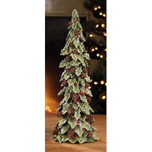15" Small Green Holly Tree Sculpture