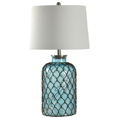 30" Aqua Netted Jar Lamp
