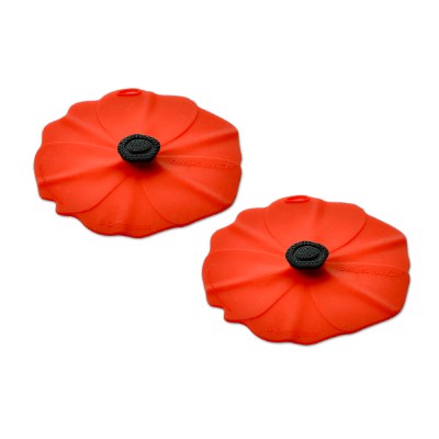 4" Set of 2 Mini Red Silicone Poppy Flower Lids