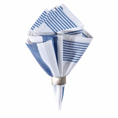18" Square Classic Blue & White Striped Cloth Napkin