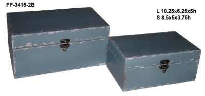 8" Small Blue Wooden Box