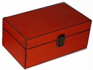 9" Red Orange Wooden Keepsake Box