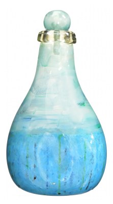 13" Clear and Turquoise Glass Bottle with Stopper