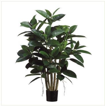39" Faux Green Artificial Rubber Leaf Plant in Pot