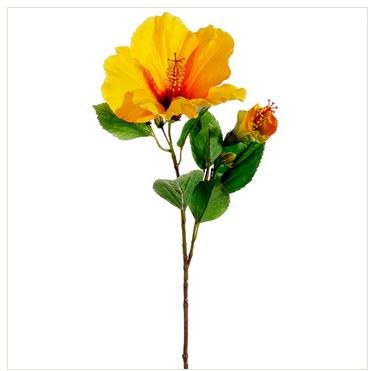 26" Faux Yellow & Orange Hibiscus Flower