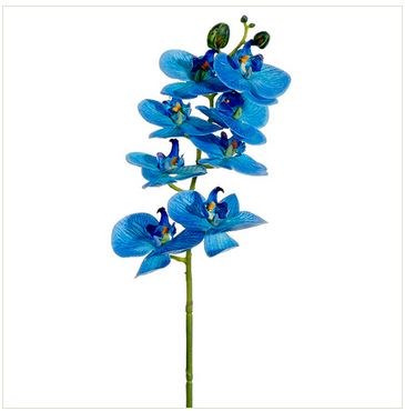 28" Faux Blue Phalaenopsis Orchid Spray