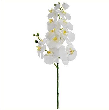 34" Faux White Phalaenopsis Orchid Spray
