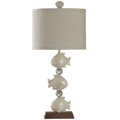32" White Fish & Clear Orb Lamp