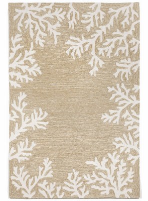 3 ft. 5 in. x 5 ft. 5 in. Neutral Coral Border Rug