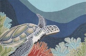 2 ft. x 3 ft. Multicolor Ocean Turtle Rug