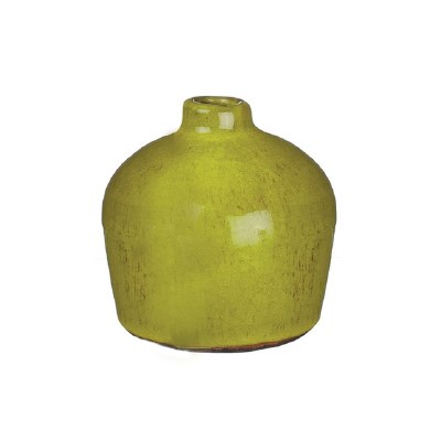 4" Lime Green Round Ceramic Vase