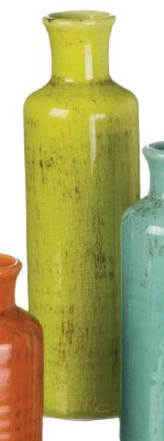10" Lime Green Ceramic Cylinder Vase