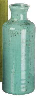 7" Aqua Ceramic Cylinder Vase