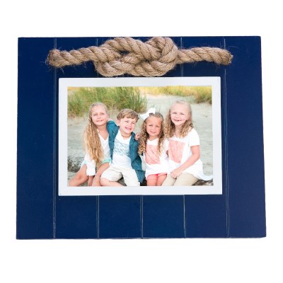 9" x 11" Navy Blue Beadboard Photo Frame with Knot Accent