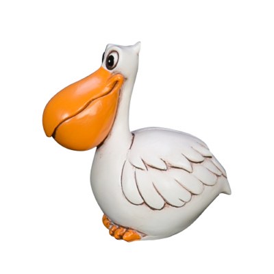 3" White and Orange Comical Pelican Figurine