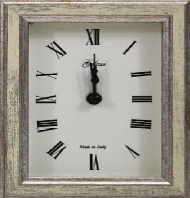 4" x 4" Square Cream & Silver Galassi Clock