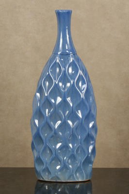 19" Blue Mini Diamond Patterned Vase