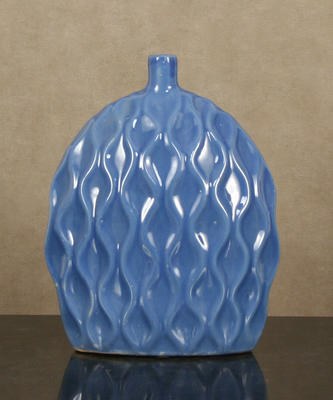 13" Blue Mini Diamond Patterned Vase