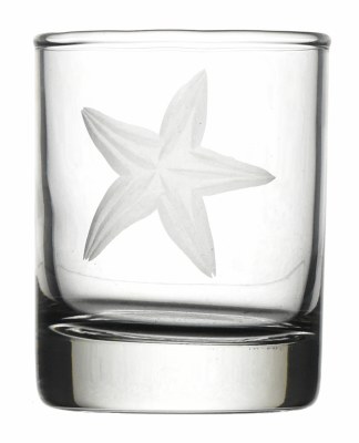 3" Etched Starfish Glass Votive Holder