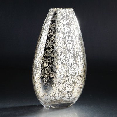 12" Silver & Gold Spotted Oval Vase