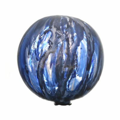 3" Blue and White Quiet Storm Glass Orb