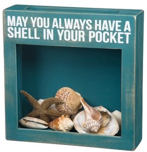 10" x 10" Shell in Pocket Wood & Glass Display Plaque