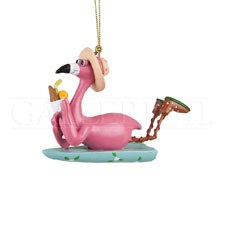 4" Sipping & Surfing Flamingo Ornament