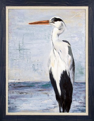 48" x 37" Great Blue Heron 2 Gel Textured Print with No Glass