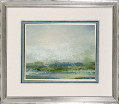 30" x 34" Green and Blue Sea 1 Framed Print Under Glass