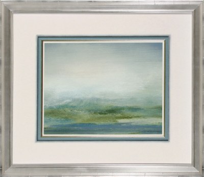 30" x 34" Green and Blue Sea 2 Framed Print Under Glass
