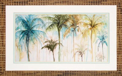 28" x 44" Watercolor Palms Framed Print Under Glass