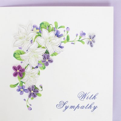 6" x 6" Quilling Sypathy Flower Greeting Card
