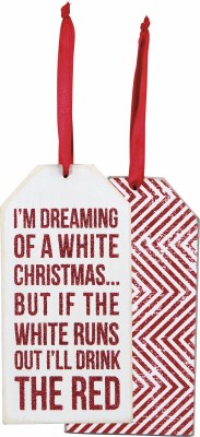 6" White Christmas Bottle Tag