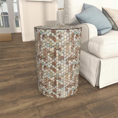 20" Round Gray & Mother of Pearl Mosaic Table