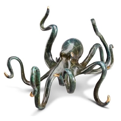 10" Verdigris Brass Octopus Figurine