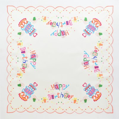 36" x 36" Multicolor Happy Birthday Table Topper