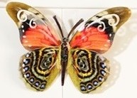 7" x 5" Orange & Tan Metal Butterfly Wall Art Plaque